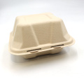 6 Zoll Einweg-Bagasse Takeaway Food Container Hamburg Box mit Deckel